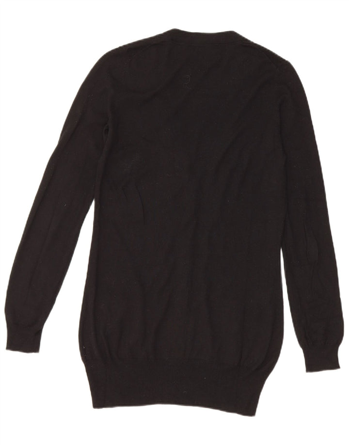 Massimo Dutti Maglione cardigan lungo da donna UK 10 piccolo seta nera
