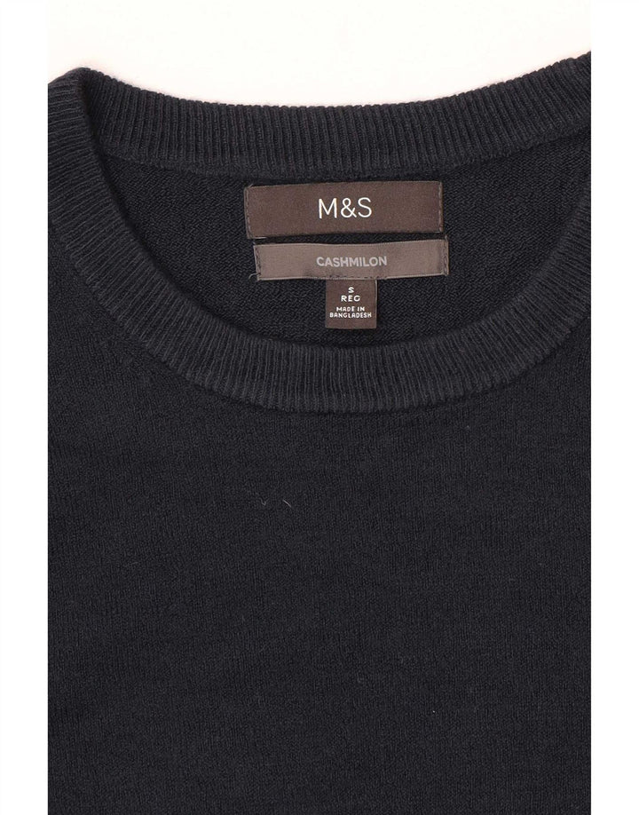 Maglione maglione girocollo da uomo Marks & Spencer piccolo blu navy in cashmere
