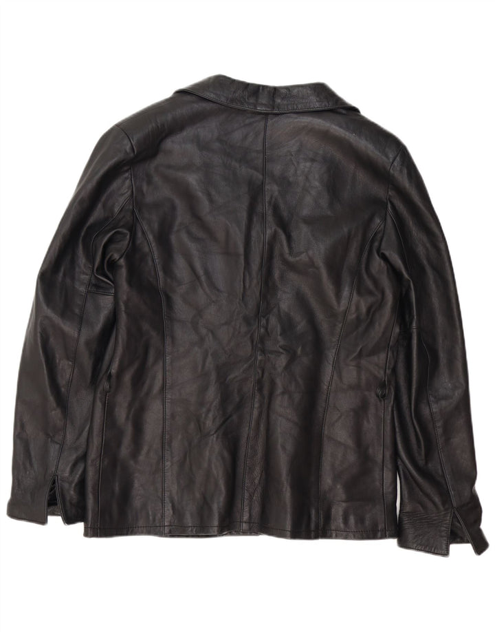 Giacca in pelle vintage da donna IT 52 2XL Nera