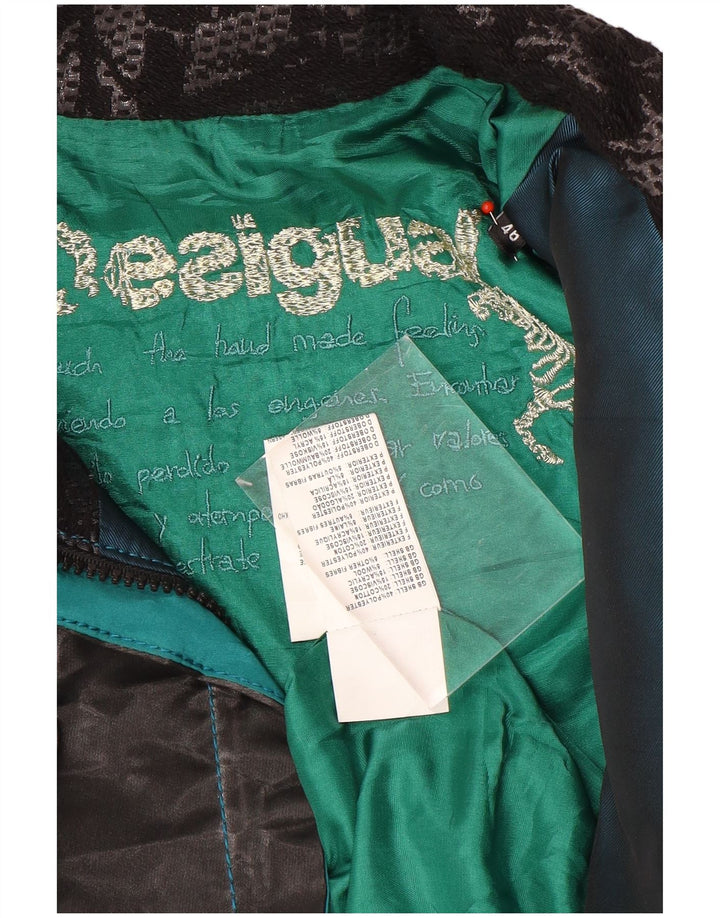 Desigual Bomber grafico da donna EU 46 XL Poliestere patchwork nero
