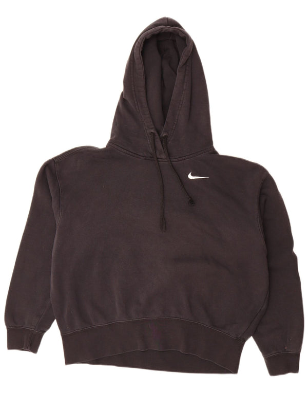 Felpa con cappuccio oversize corta da donna Nike UK 6 XS cotone nero
