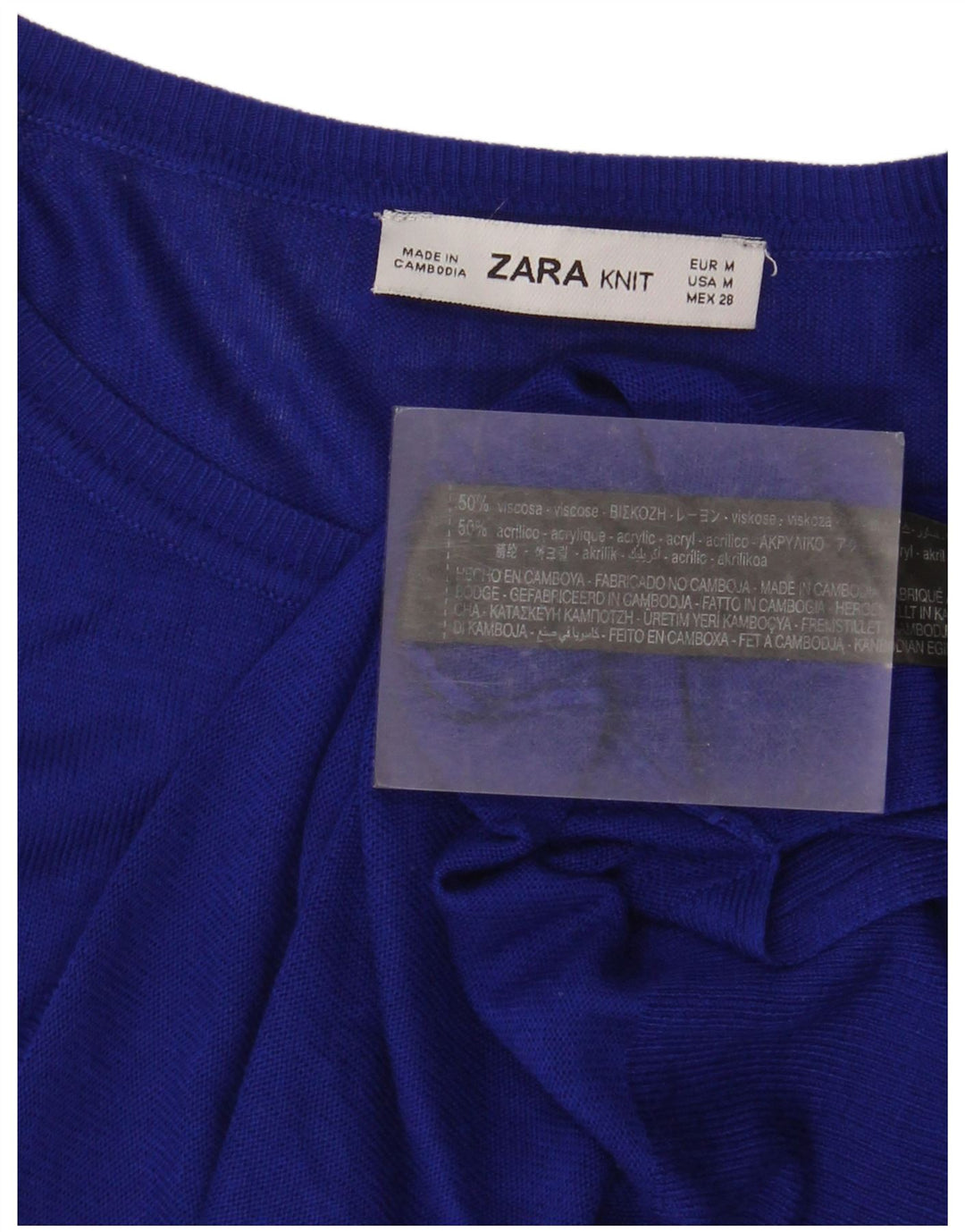 Blusa oversize da donna Zara Top UK 14 Viscosa blu medio