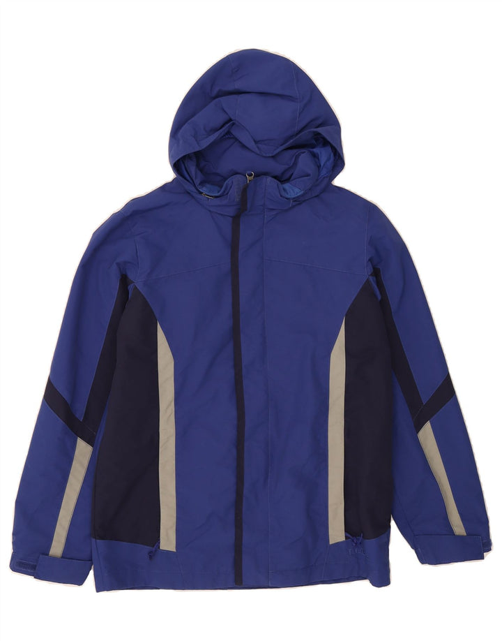 L.L.BEAN Boys Hooded Rain Jacket 10-11 Years Medium Blue Colourblock Nylon Vintage L.L.Bean and Second-Hand L.L.Bean from Messina Hembry 