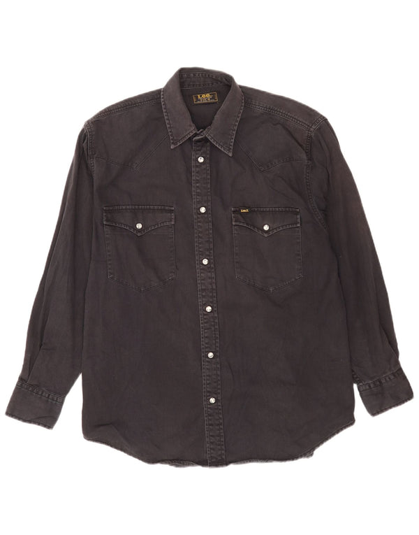 Camicia di jeans da uomo Lee in cotone nero medio