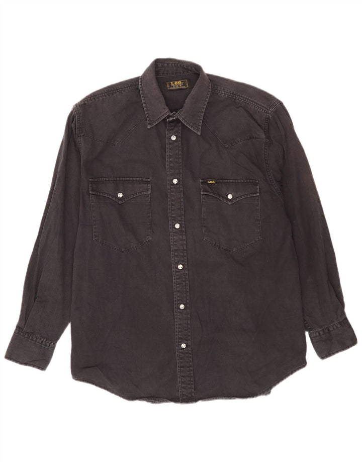 Camicia di jeans da uomo Lee in cotone nero medio
