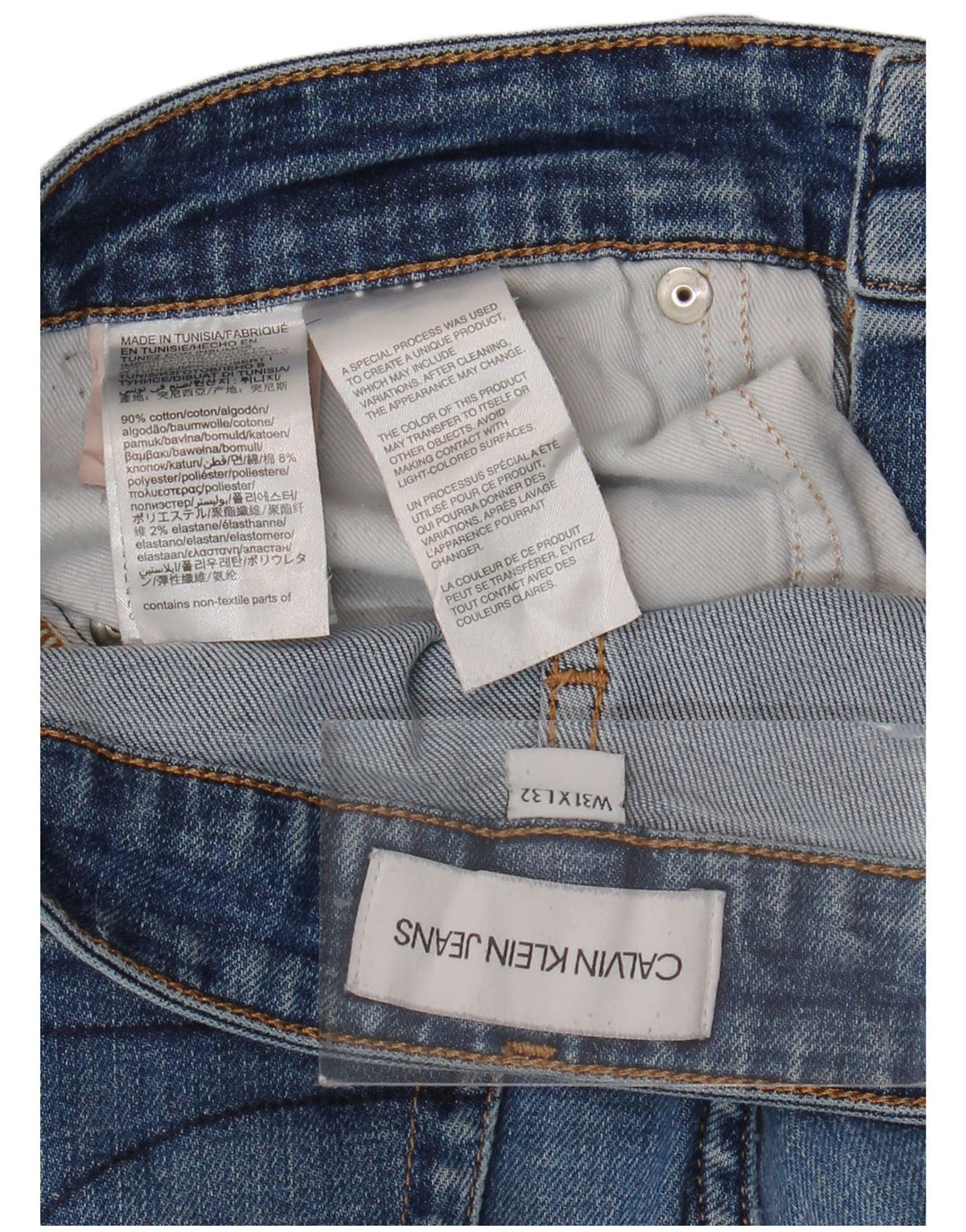 CALVIN KLEIN Jeans slim da uomo W31 L32 Blu Cotone