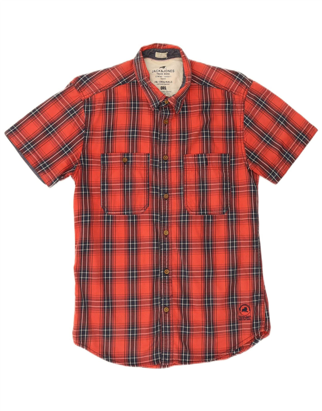 Camicia a maniche corte da uomo Jack & Jones in cotone a quadri rossi medi