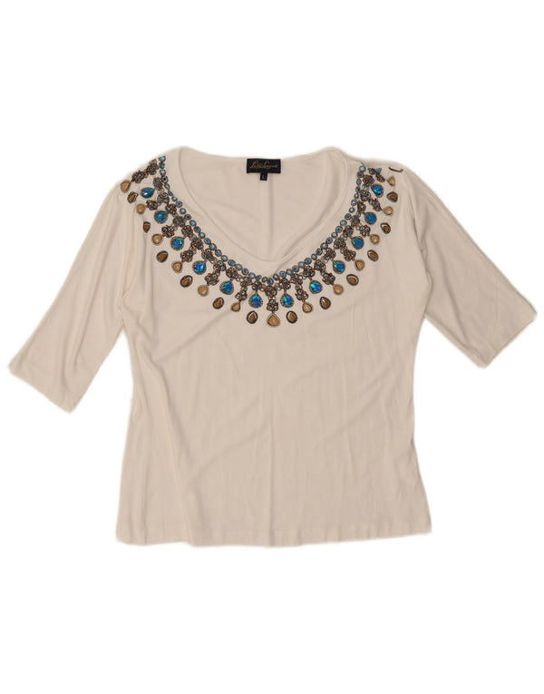 Camicetta da donna Luisa Spagnoli Top UK 14 Large Viscosa bianca
