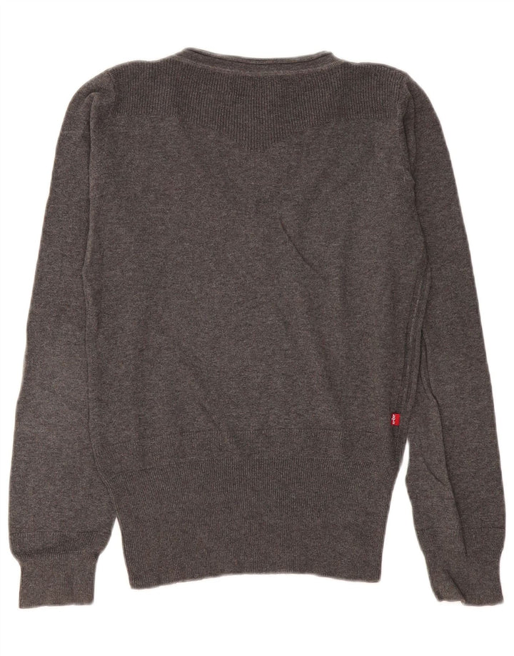 Maglione maglione con scollo a V da donna Levi's UK 14 Cotone grigio medio