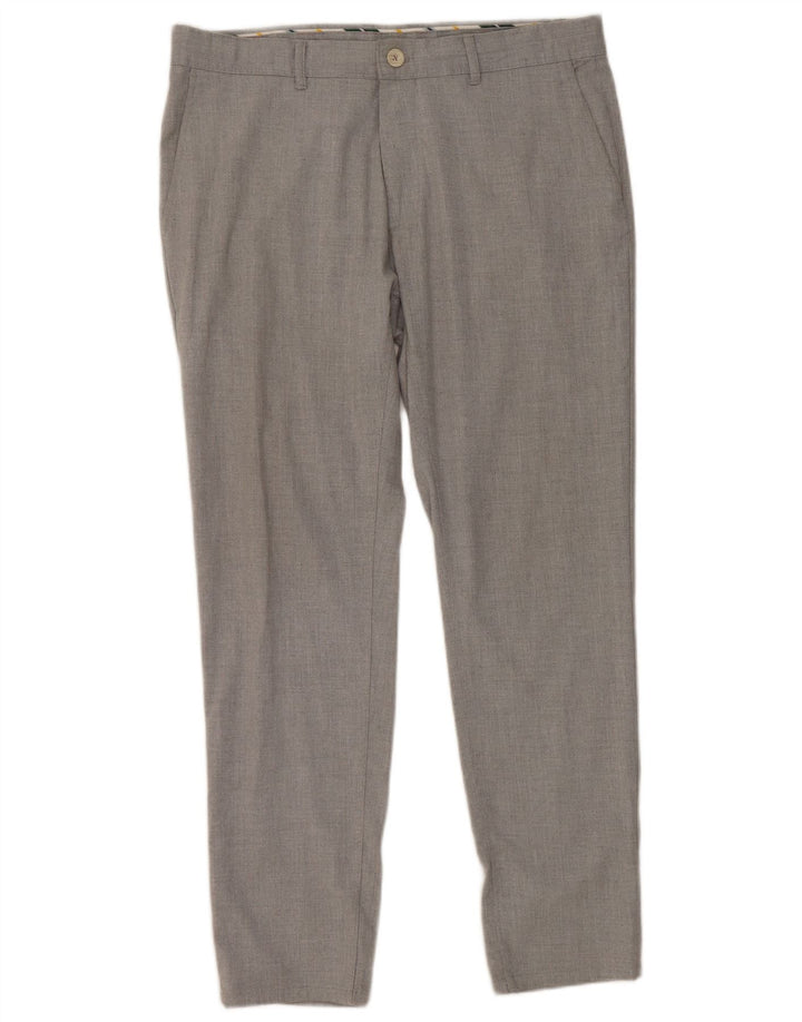 Pantaloni da abito slim da uomo Zara EU 42 Large W32 L28 Grigio