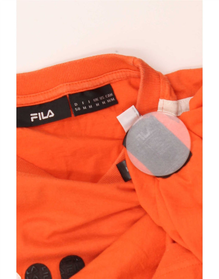 T-shirt grafica da uomo Fila Top in cotone a righe arancioni medie