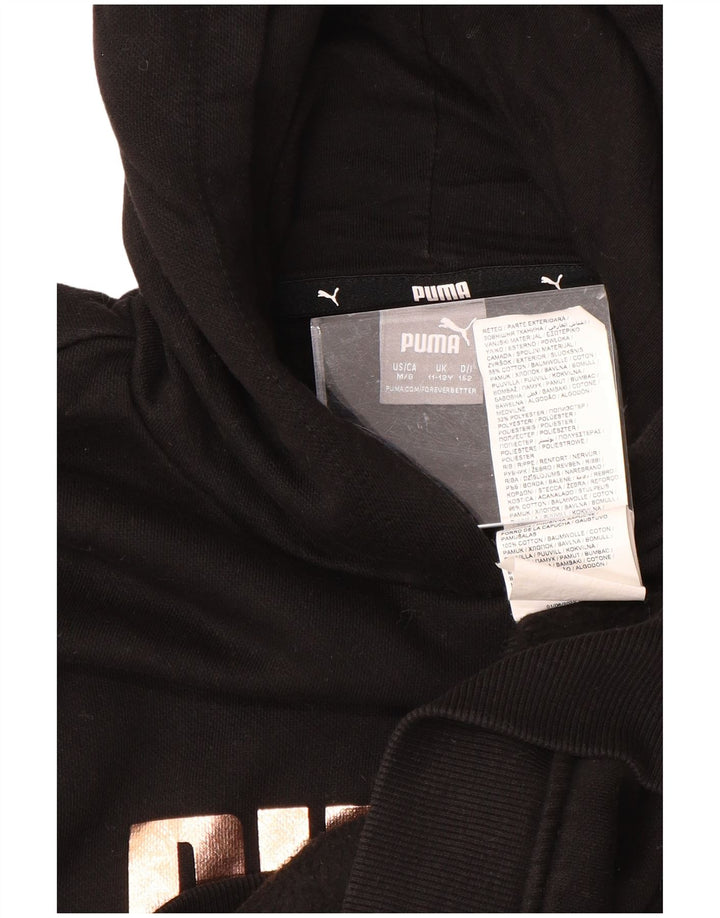 Felpa con cappuccio grafica PUMA per ragazze 11-12 anni in cotone nero