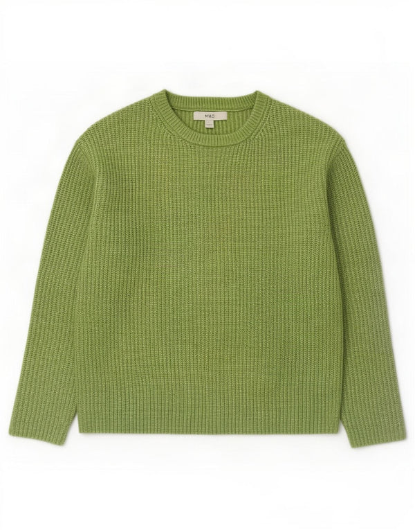 Maglione maglione con scollo a barca da donna Marks & Spencer UK 10 piccolo poliestere verde