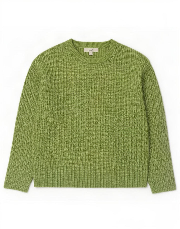 Maglione maglione con scollo a barca da donna Marks & Spencer UK 10 piccolo poliestere verde