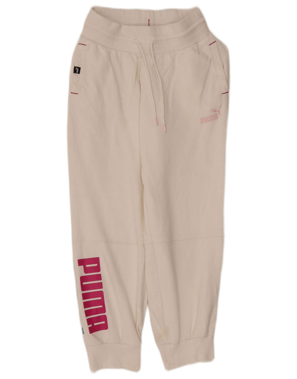 Puma Pantaloni da tuta con grafica da donna Joggers UK 10 Small Cotone bianco