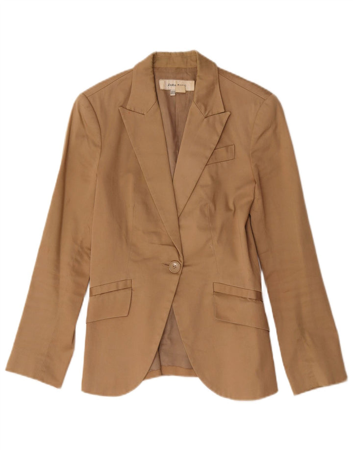 Giacca blazer a 1 bottone da donna Zara UK 6 XS cotone marrone