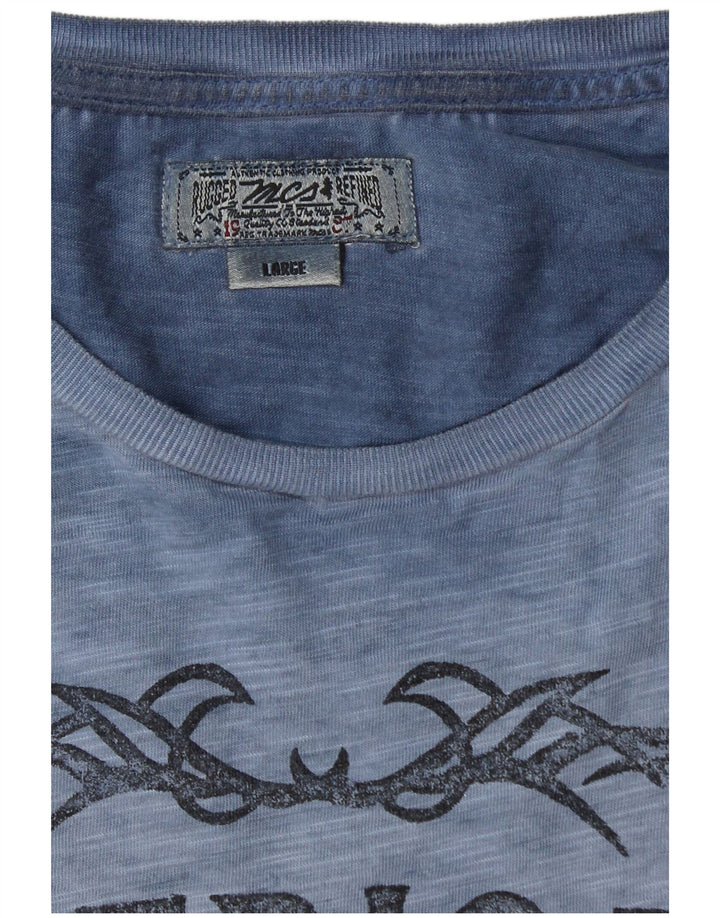 Marlboro Classics Top grafico da uomo a maniche lunghe grande blu