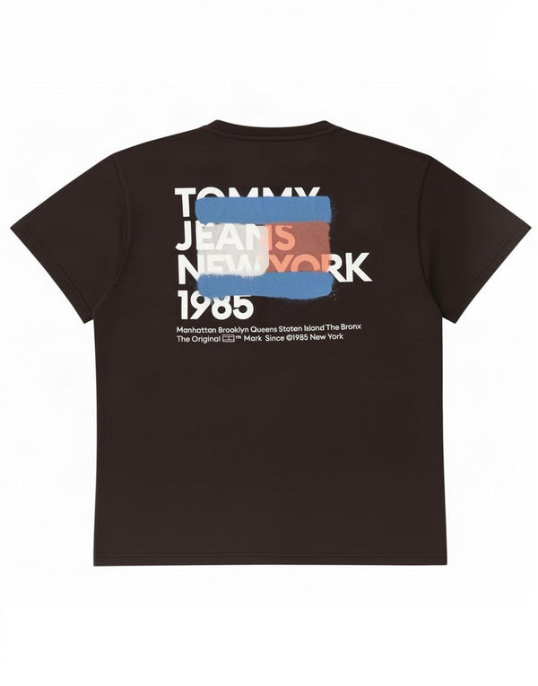 T-shirt grafica da uomo Tommy Hilfiger Top grande in cotone nero