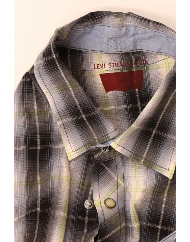 Camicia a maniche corte da uomo Levi's in cotone a quadri grigi piccoli