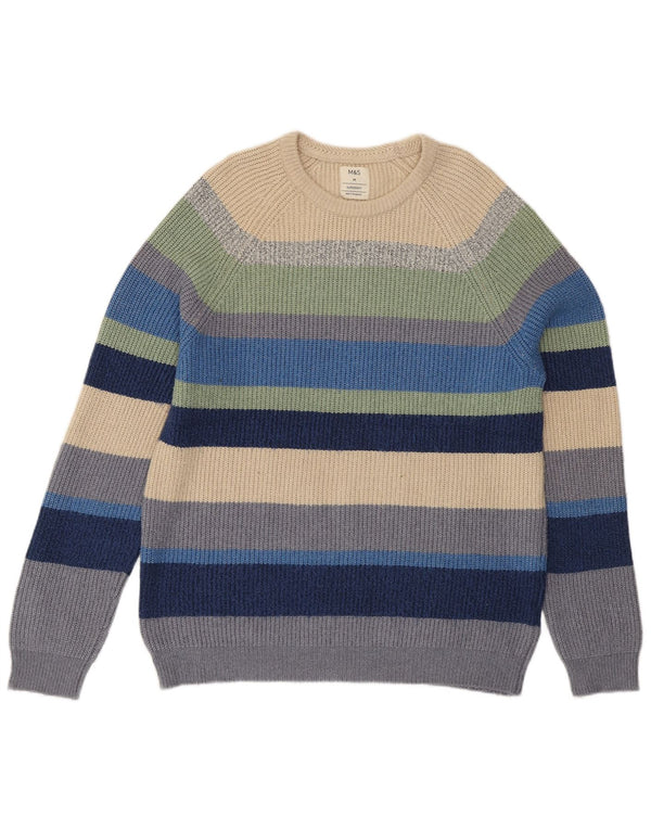 Maglione maglione girocollo da uomo Marks & Spencer a righe medie multicolore