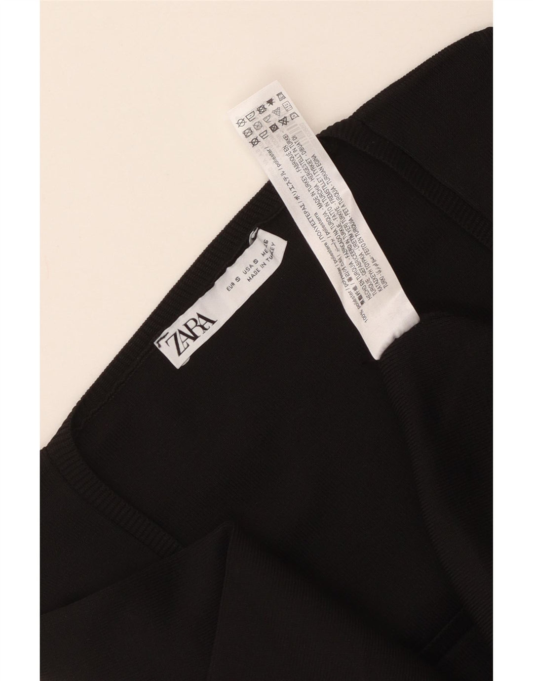 Abito a trapezio a maniche lunghe da donna Zara UK 10 piccolo poliestere nero