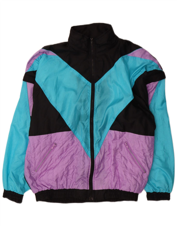 Giacca da ginnastica vintage da uomo XL in poliammide color block multicolore
