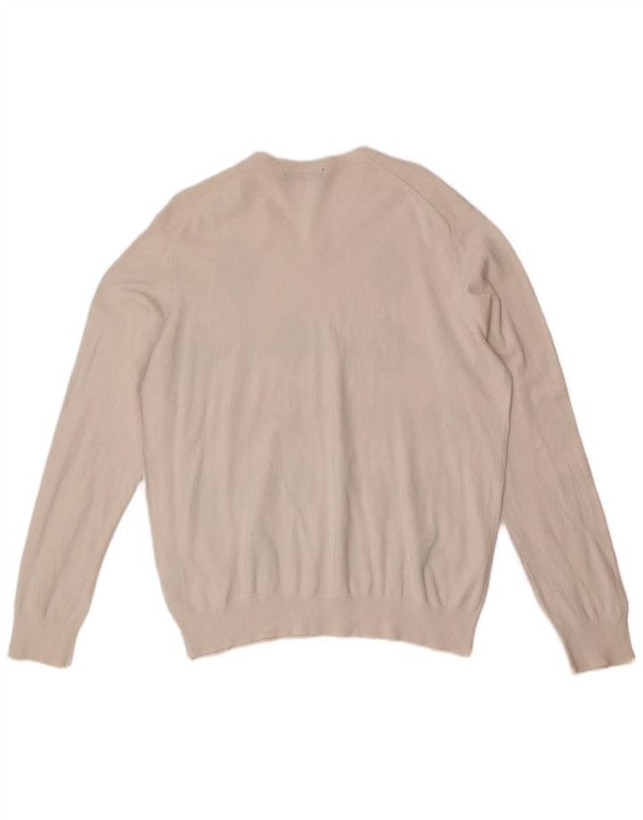 Maglione Zara da uomo con scollo a V XL bianco a rombi/cotone diamante