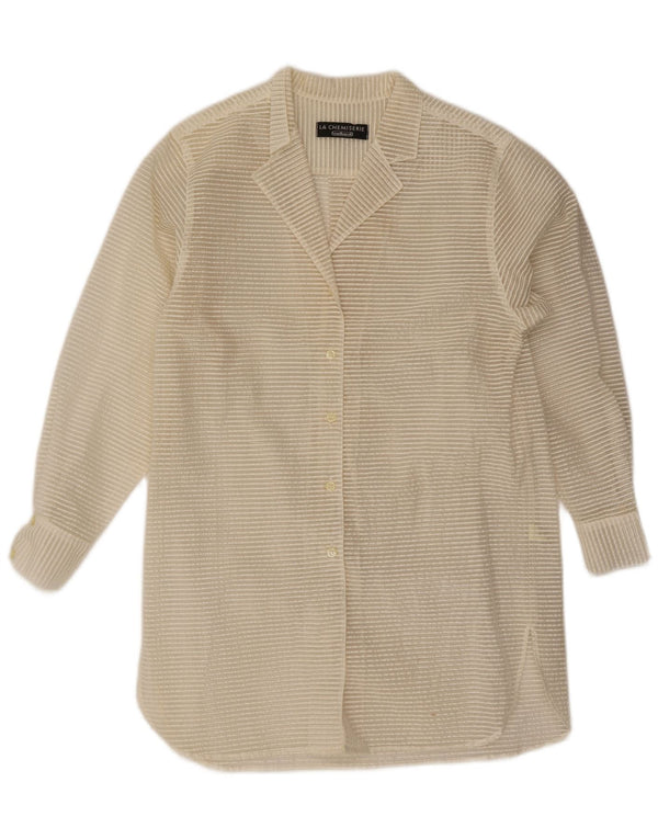 Camicetta da donna Cacharel UK 16 Grande cotone a righe bianco sporco