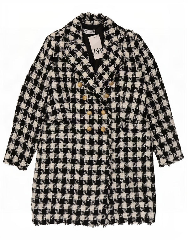 Cappotto doppiopetto da donna Zara UK 18 XL Poliestere nero pied de poule