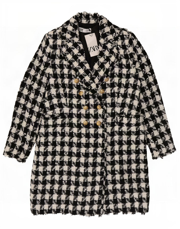 Cappotto doppiopetto da donna Zara UK 18 XL Poliestere nero pied de poule