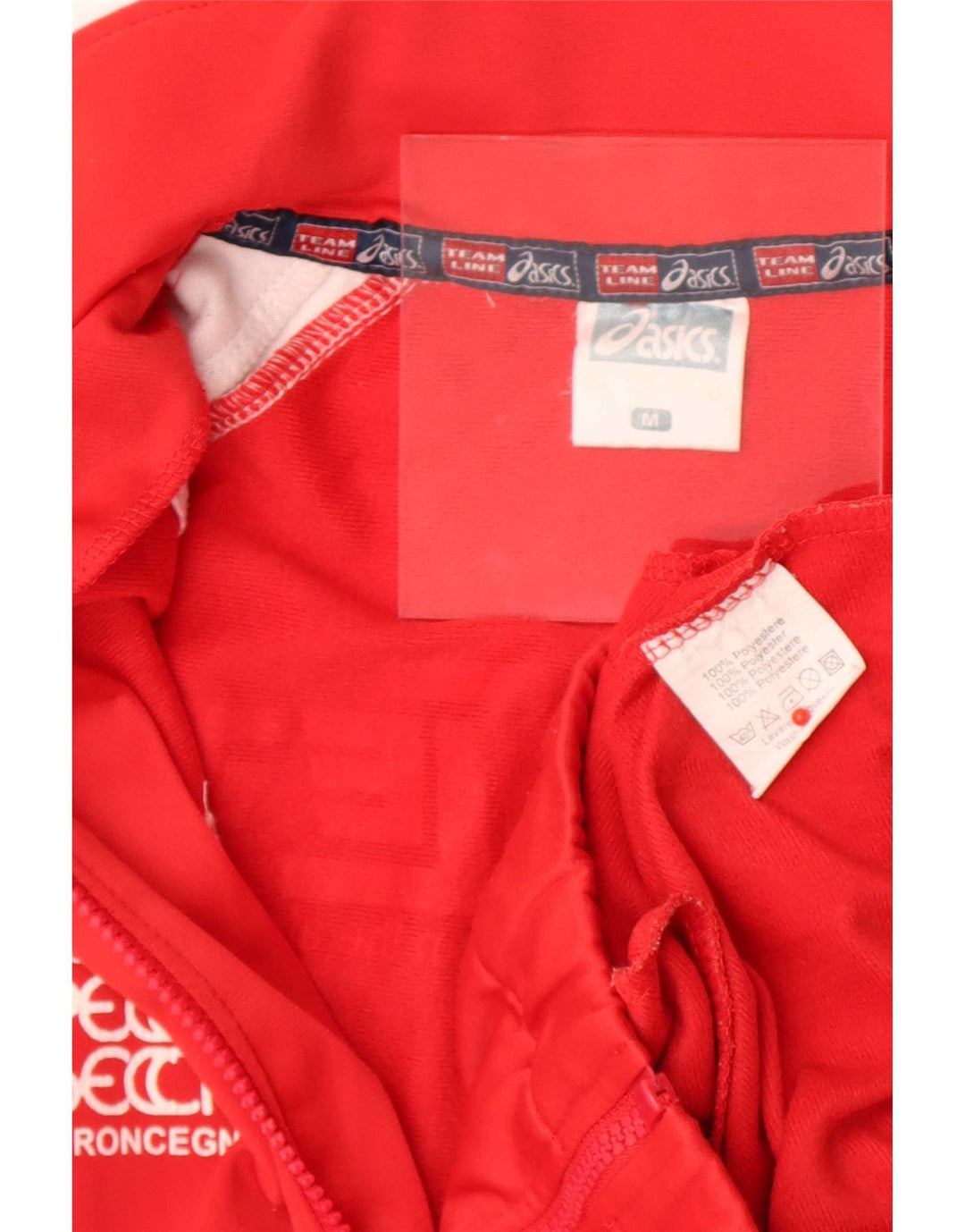 Giacca da ginnastica grafica da uomo Asics, giacca in poliestere color block rosso medio