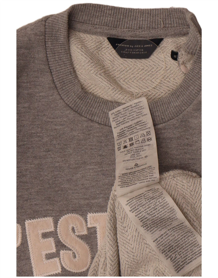 Jack & Jones Felpa con grafica da uomo Maglione in cotone grigio medio