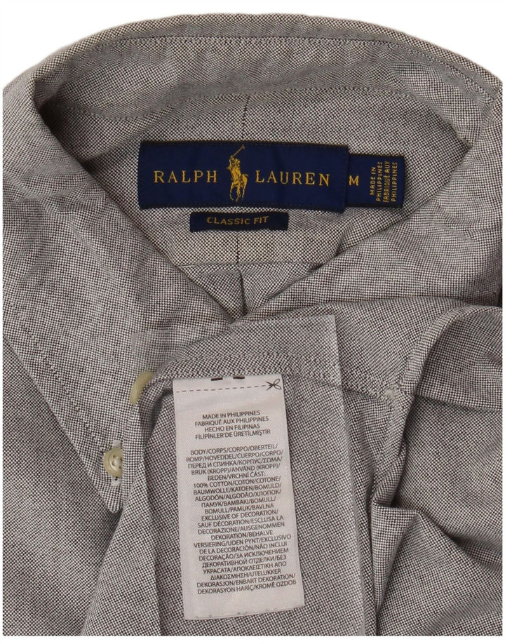RALPH LAUREN Camicia da uomo a maniche corte dal taglio classico in cotone grigio medio