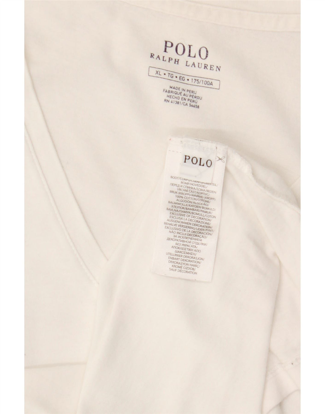 POLO RALPH LAUREN T-shirt da uomo Top XL in cotone bianco