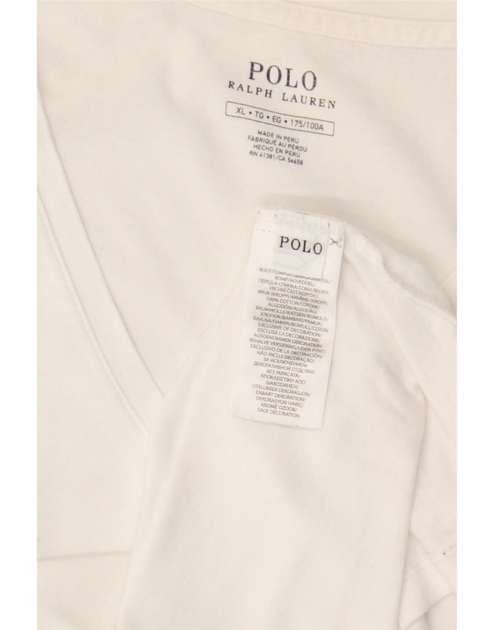 POLO RALPH LAUREN T-shirt da uomo Top XL in cotone bianco