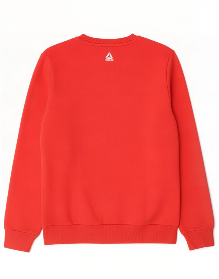 Felpa grafica da uomo Reebok, maglione rosso medio color block