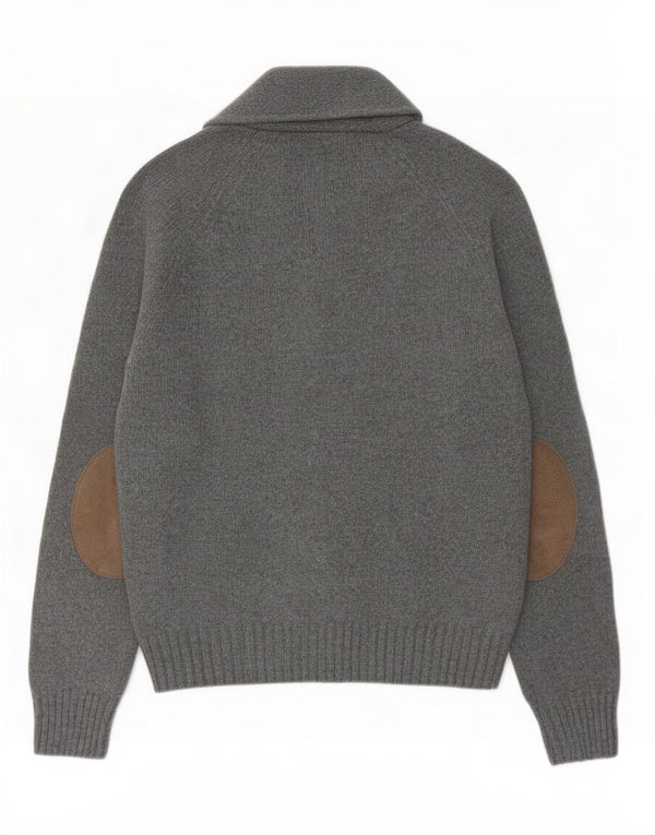 Zara Mens Cardigan Sweater Medium Grey Polyester