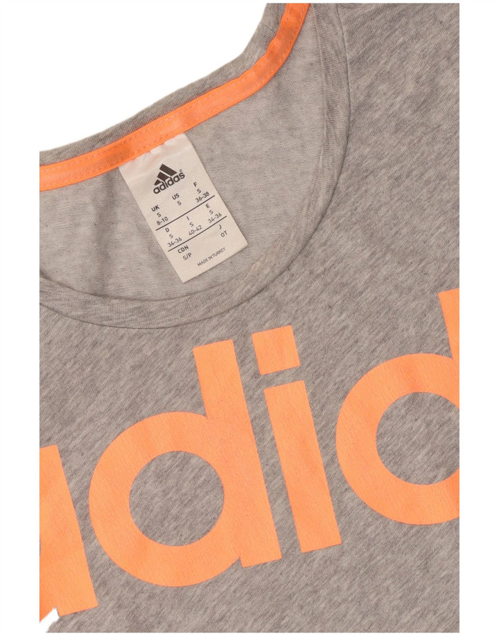 T-shirt grafica da donna Adidas Top UK 8/10 piccola grigia