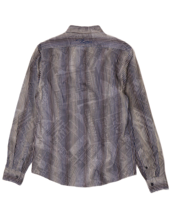 Camicia grafica da uomo Desigual in cotone a righe blu medio