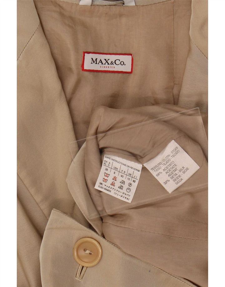 Max & Co. Giacca blazer da donna a 1 bottone UK 10 piccola acetato beige
