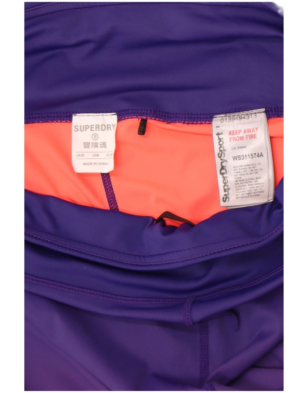 Leggings grafici da donna Superdry UK 12 Poliestere color block viola medio