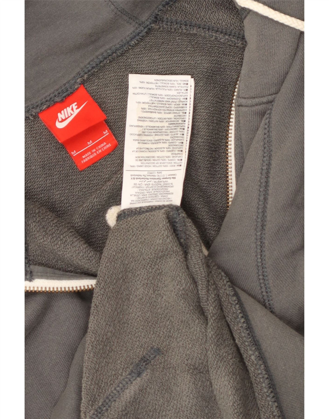 Felpa con cappuccio e zip grafica Nike da uomo in cotone grigio medio