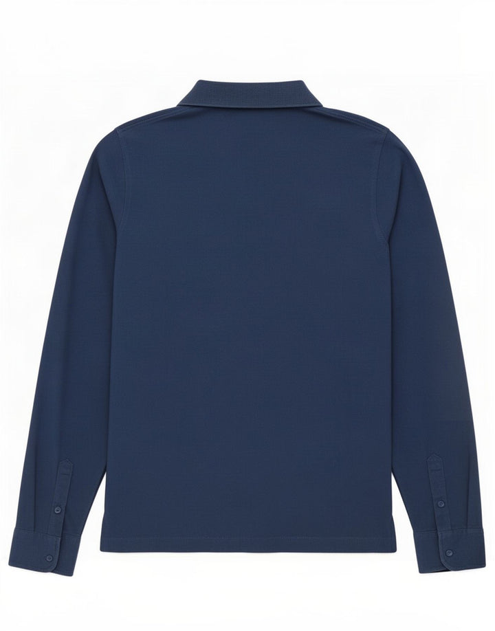 Polo da uomo a manica lunga Sun68 in cotone blu medio