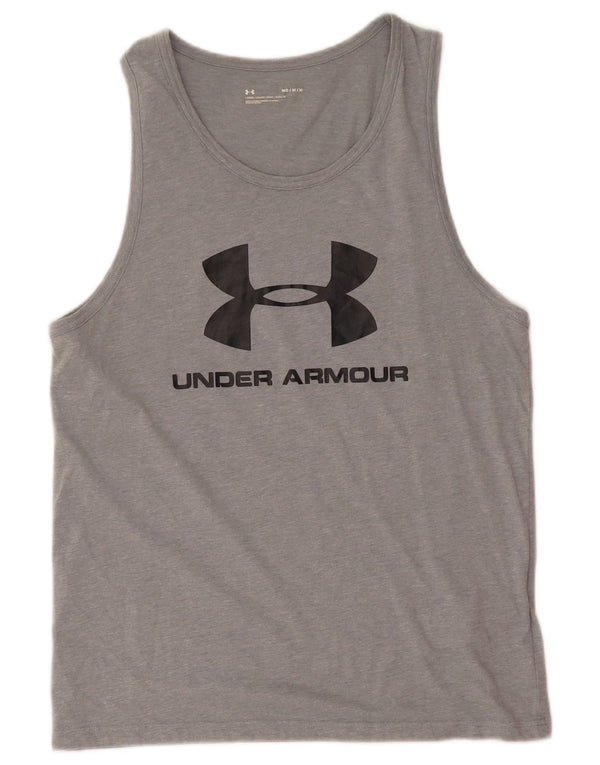 Canottiera grafica da uomo Under Armour in cotone grigio medio