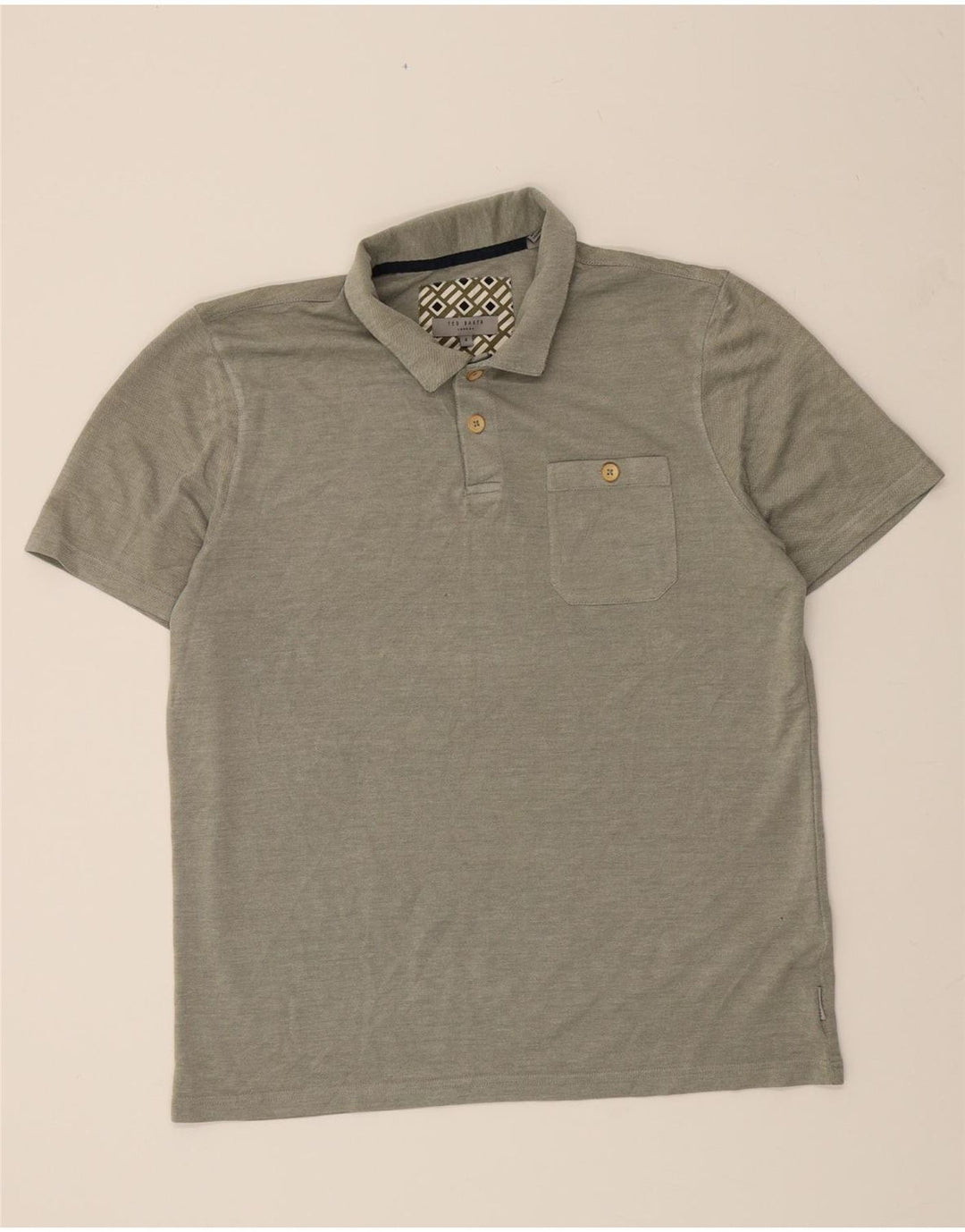 TED BAKER Mens Short Sleeve Polo Shirt Size 4 Large Khaki Modal Vintage Ted Baker and Second-Hand Ted Baker from Messina Hembry 