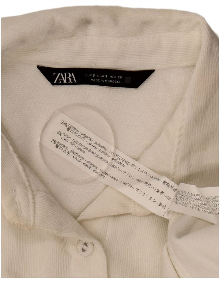 Camicia Zara da donna in velluto a coste oversize UK 10 Small Poliestere bianco