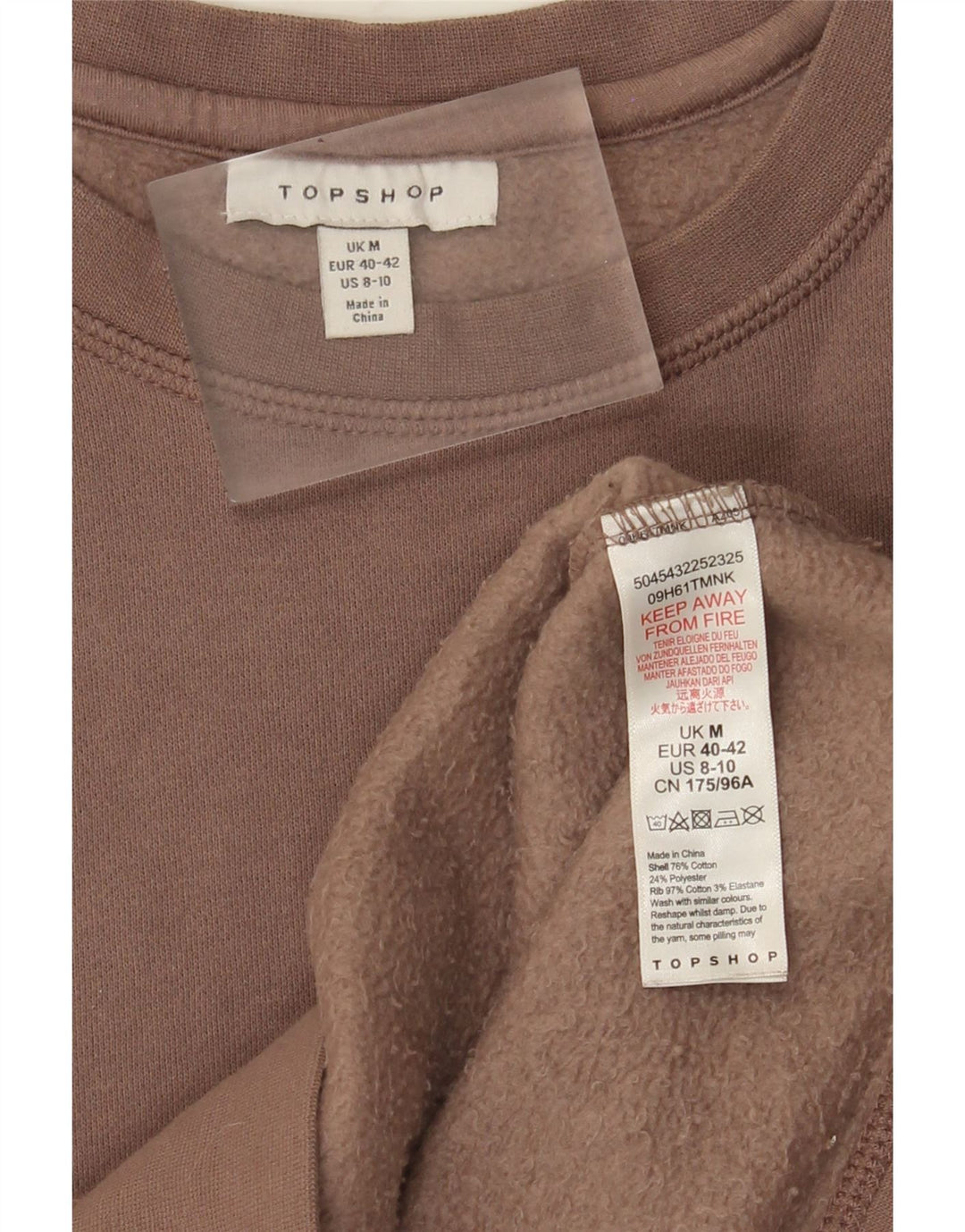 Topshop Felpa da donna Maglione UK 14 Cotone marrone medio