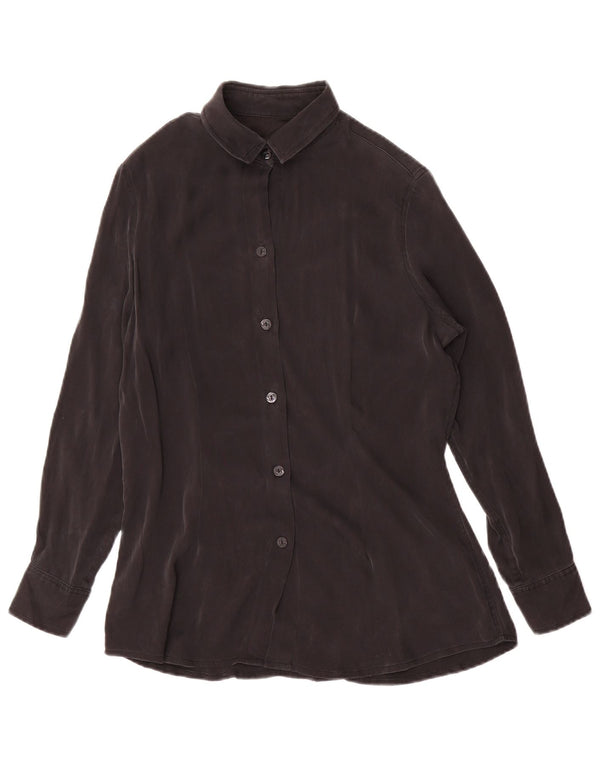 Camicetta camicia vintage da donna UK 12 media nera