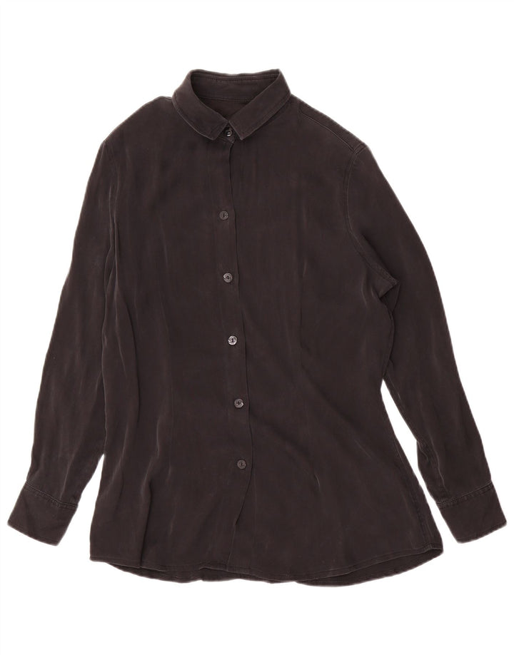Camicetta camicia vintage da donna UK 12 media nera