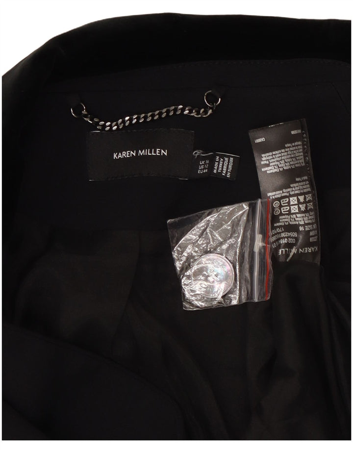 Giacca blazer doppiopetto da donna Karen Millen UK 16 grande viscosa nera